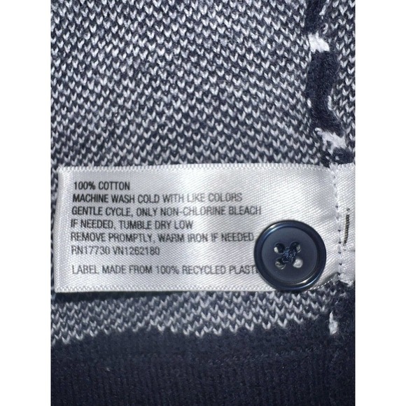 Merona Button-Up Womens Knit Sweater Cardigan 3/4 Sleeve Blue White S - Picture 8 of 8